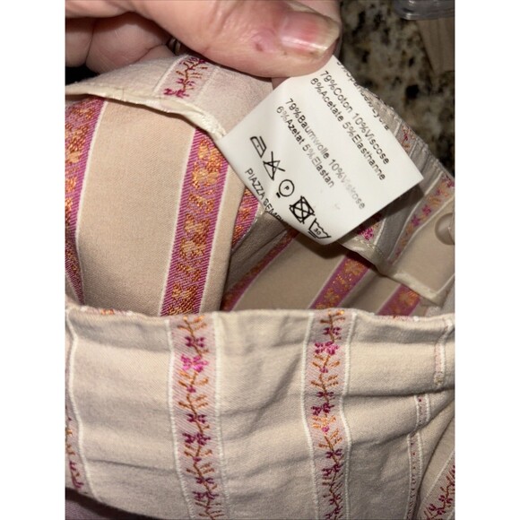 Piazza Sempione Jacquard Audrey Pants Champagne Ivory Cropped IT 48 US 12 - Picture 8 of 10